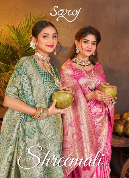 Shreemati 1 By Saroj 1001 To 1006 Soft Satin Wedding Sarees Wholesale Suppliers In Mumbai